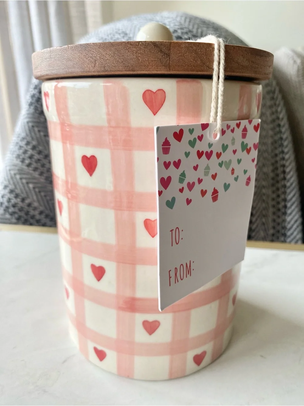 Valentines Heart Checkered Canister by Love & Cupcakes